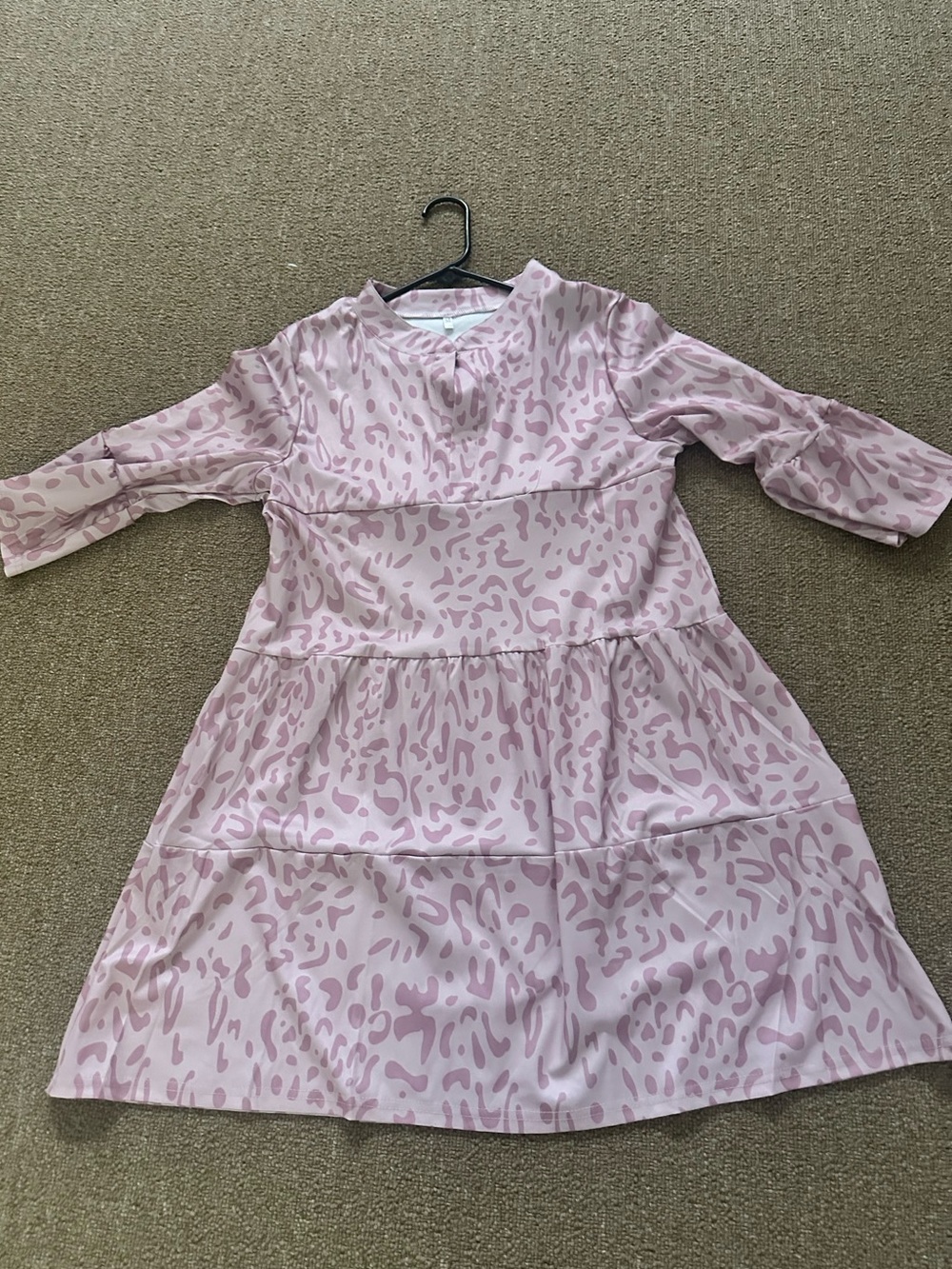 Pink Cougar Patterned Tiered Dress NWOT